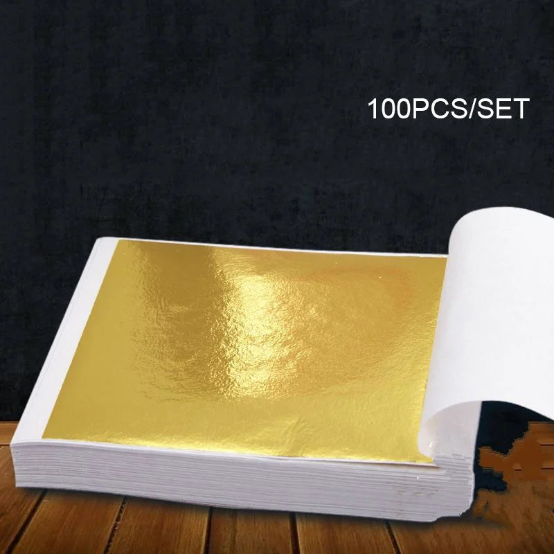 Gold Foil Sheets Self-Adhesive 100Pcs – Nails, Face & Hair