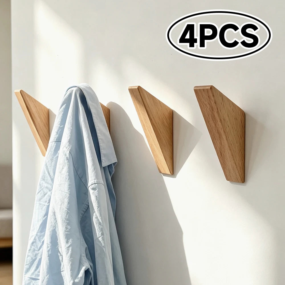 Triangle Wood Wall Hook – Coat, Hat & Key Hanger Rack