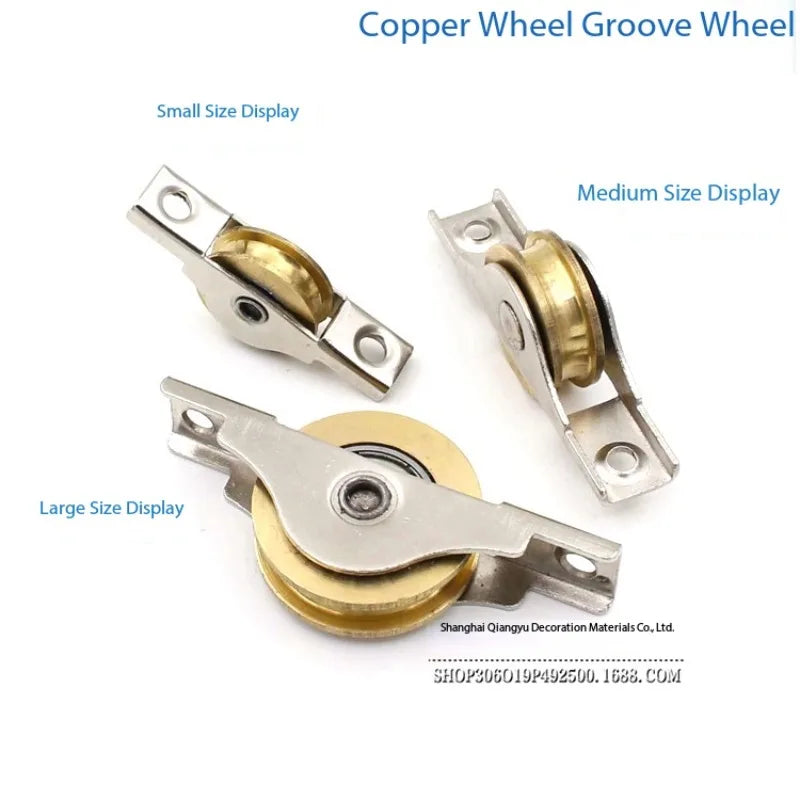 4PCS Copper Sliding Door Roller Wheels – Wardrobe Pulley Set
