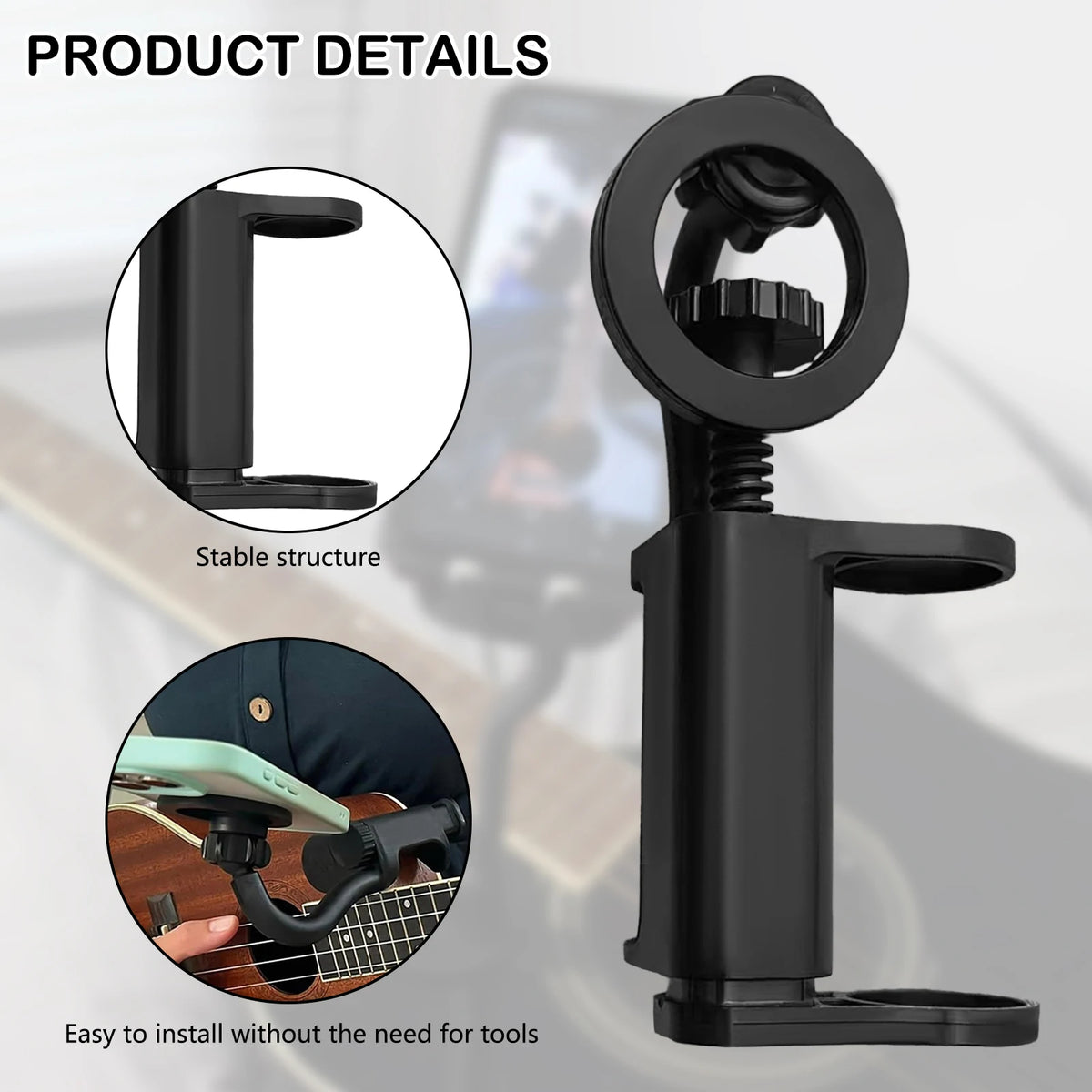 Magnetic Guitar & Ukulele Phone Holder | Adjustable Mount