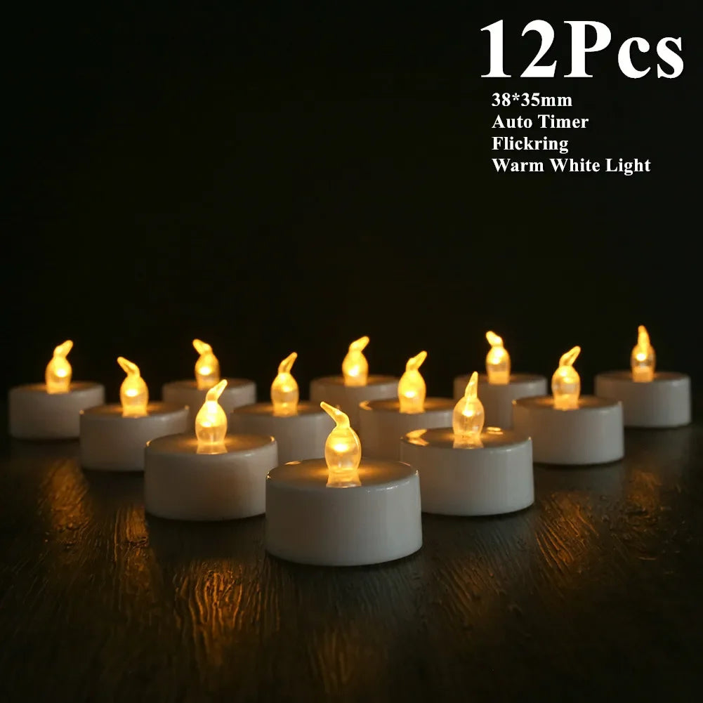 LED Flameless Tea Light Candles – Flickering Battery Operated 12/24 Pack