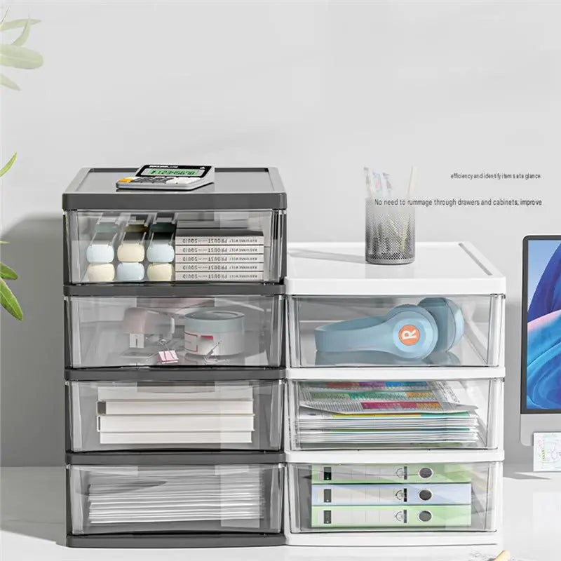 4-Layer Clear Desktop Storage Box with Drawer | Desk Organizer