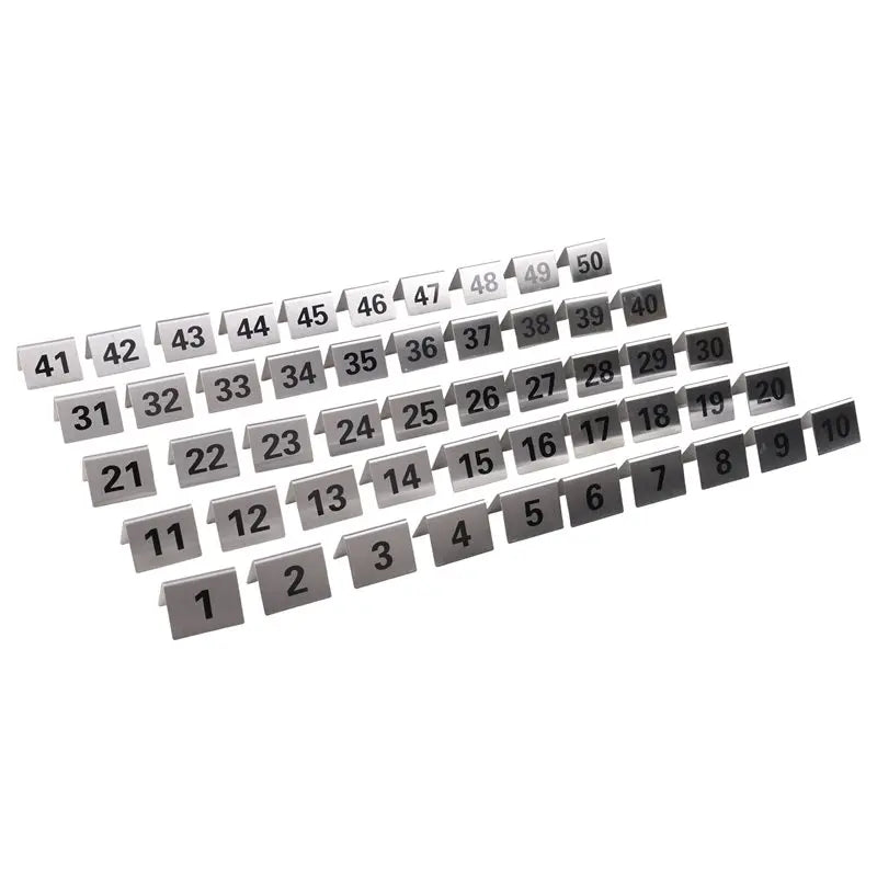 50-Pack Stackable Double-Sided Table Number Cards 1–50