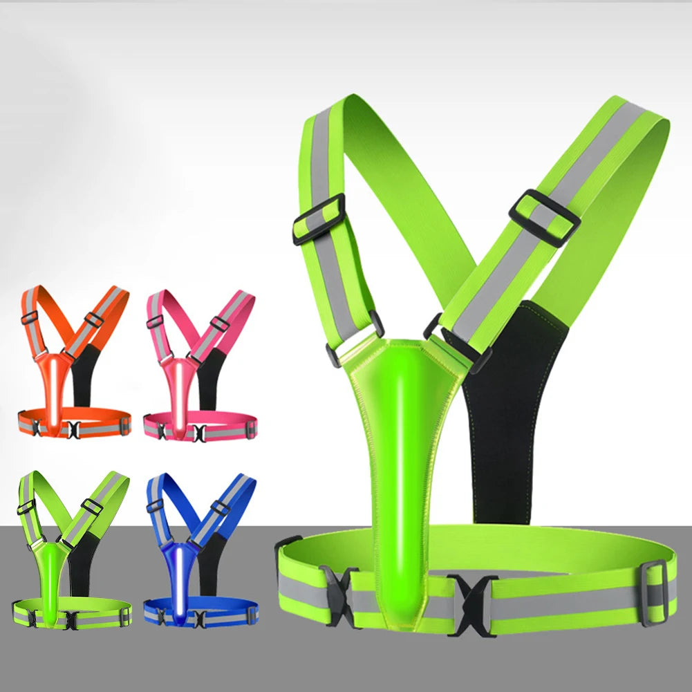 LED Reflective Running Vest USB Rechargeable High Visibility