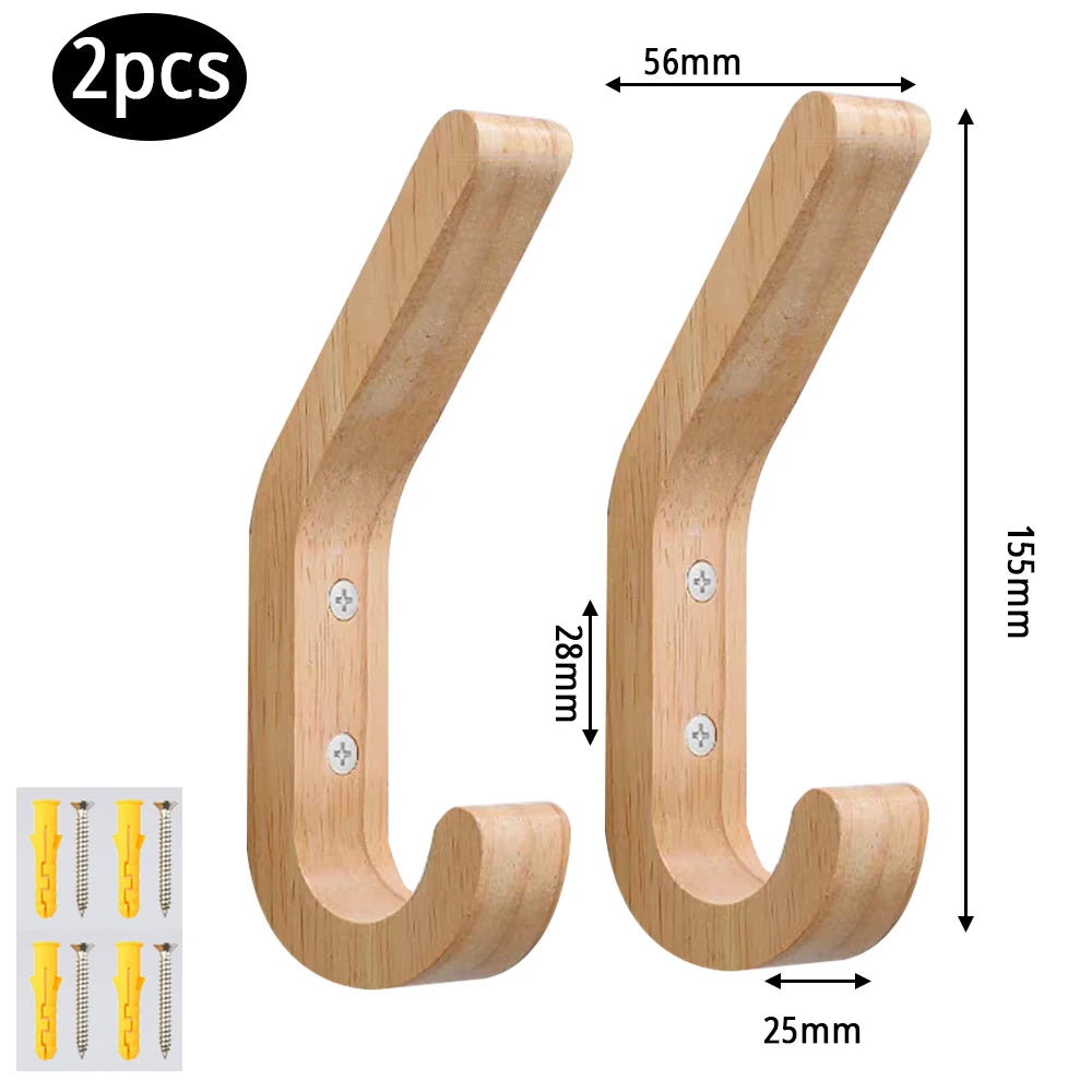 Wooden Wall Mounted Double Coat Hooks – Heavy Duty Oak Rack