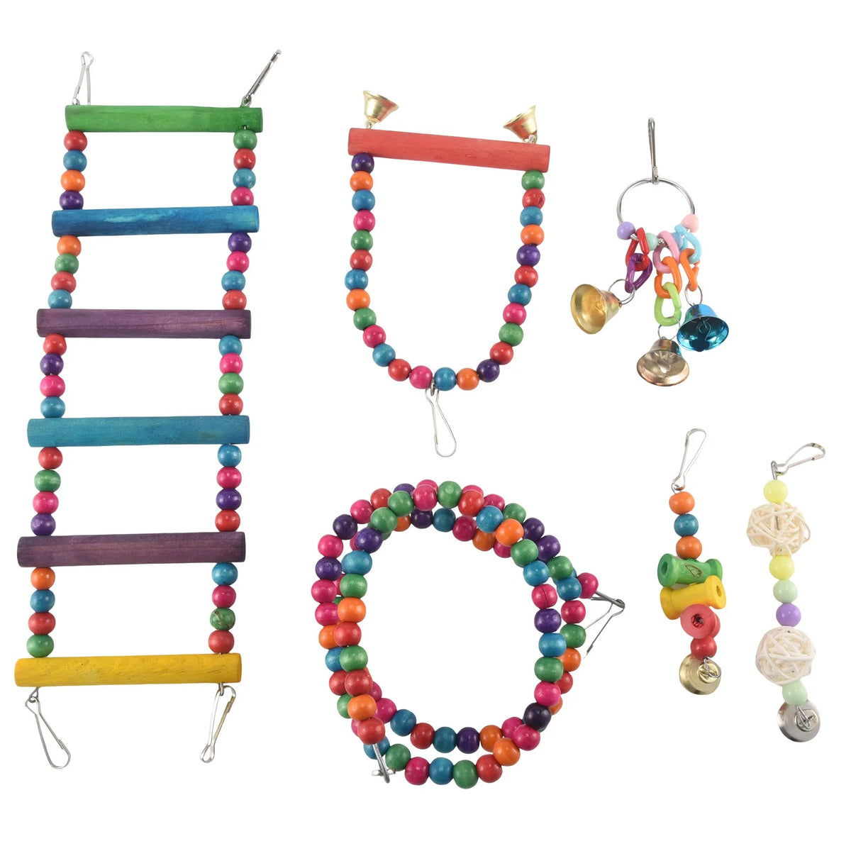 6-Pack Bird Swing Hammock & Climbing Ladder Set for Parrots