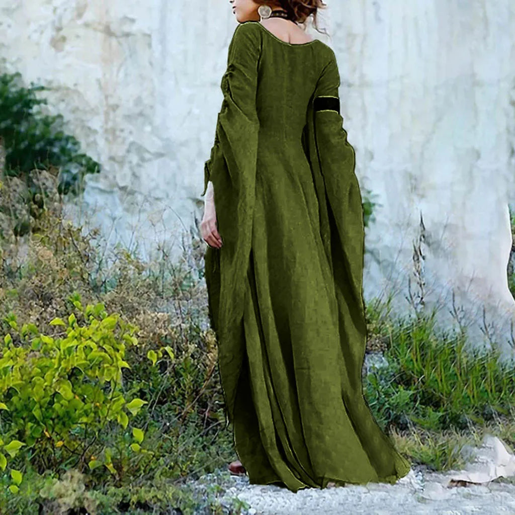 Women's Gothic Victorian Long Sleeve Maxi Dress | Medieval Costume