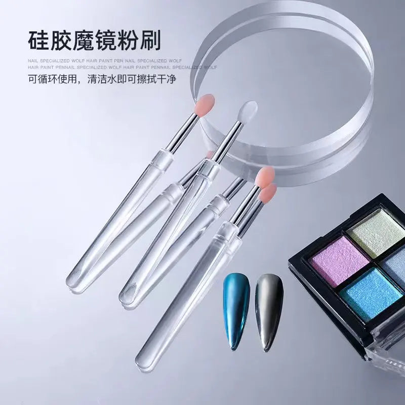 5-Pack Silicone Nail Art Applicator Sticks | Chrome Powder & Lip Tool