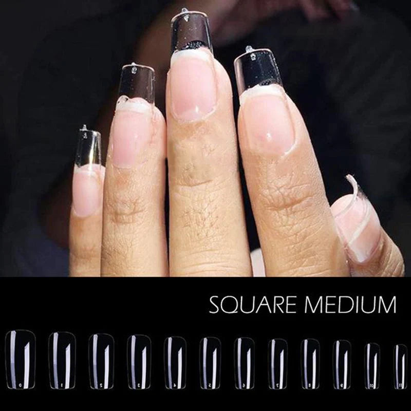 240pcs Clear False Nail Tips – Stiletto Coffin Full Cover Set