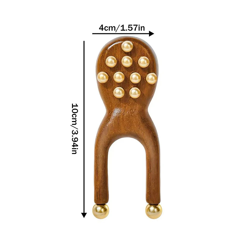 Wooden Gua Sha Nose Massage Tool – Sandalwood & Brass