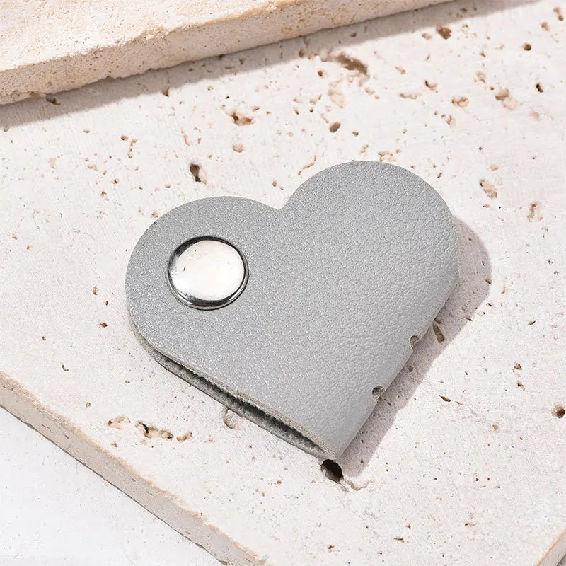 Heart-Shaped Leather Cable Winder & Headphone Cord Organizer
