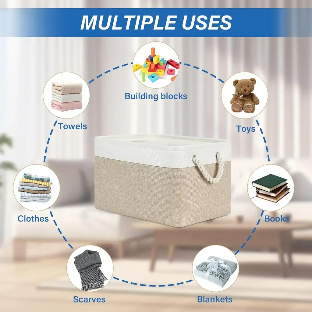 Foldable Linen Storage Basket with Handles – Large Capacity