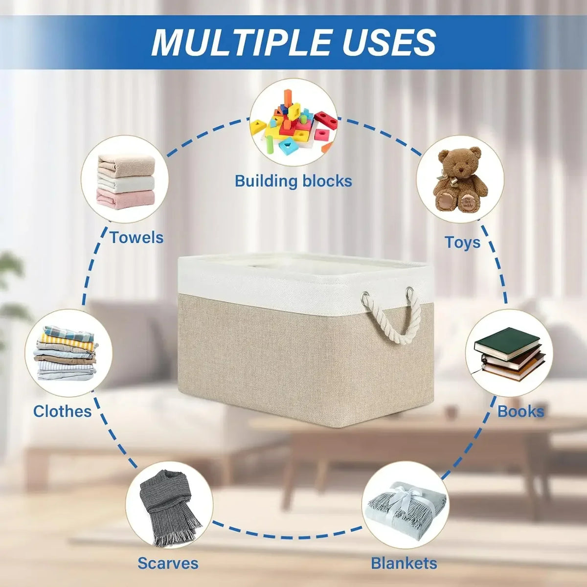 Foldable Linen Storage Basket with Handles – Large Capacity