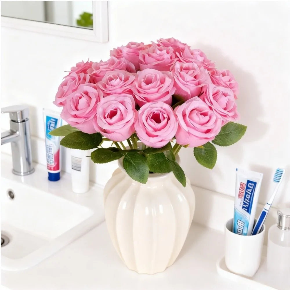 Silk Rose Artificial Bouquet – Realistic Faux Flower Home Decor