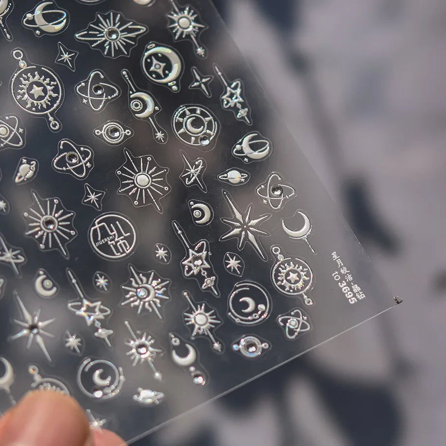 Crystal Star Moon Nail Stickers – DIY Nail Art Decals