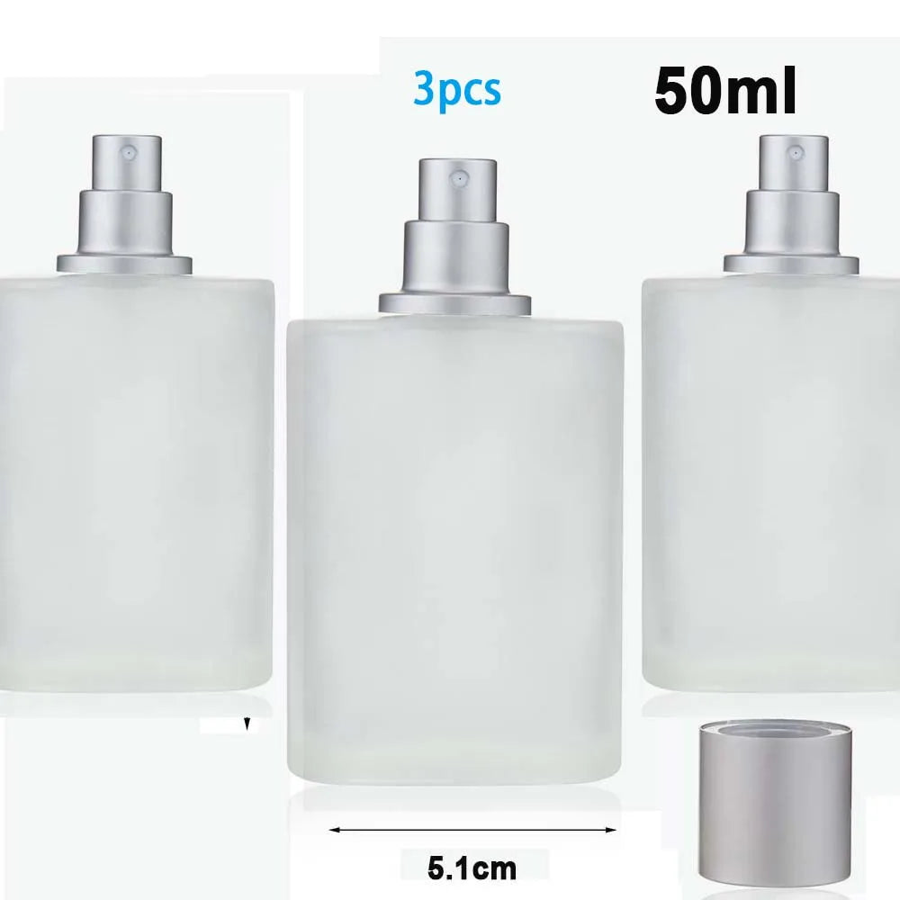 Frosted Square Glass Perfume Atomizer Refillable Spray Bottle 30/50ml