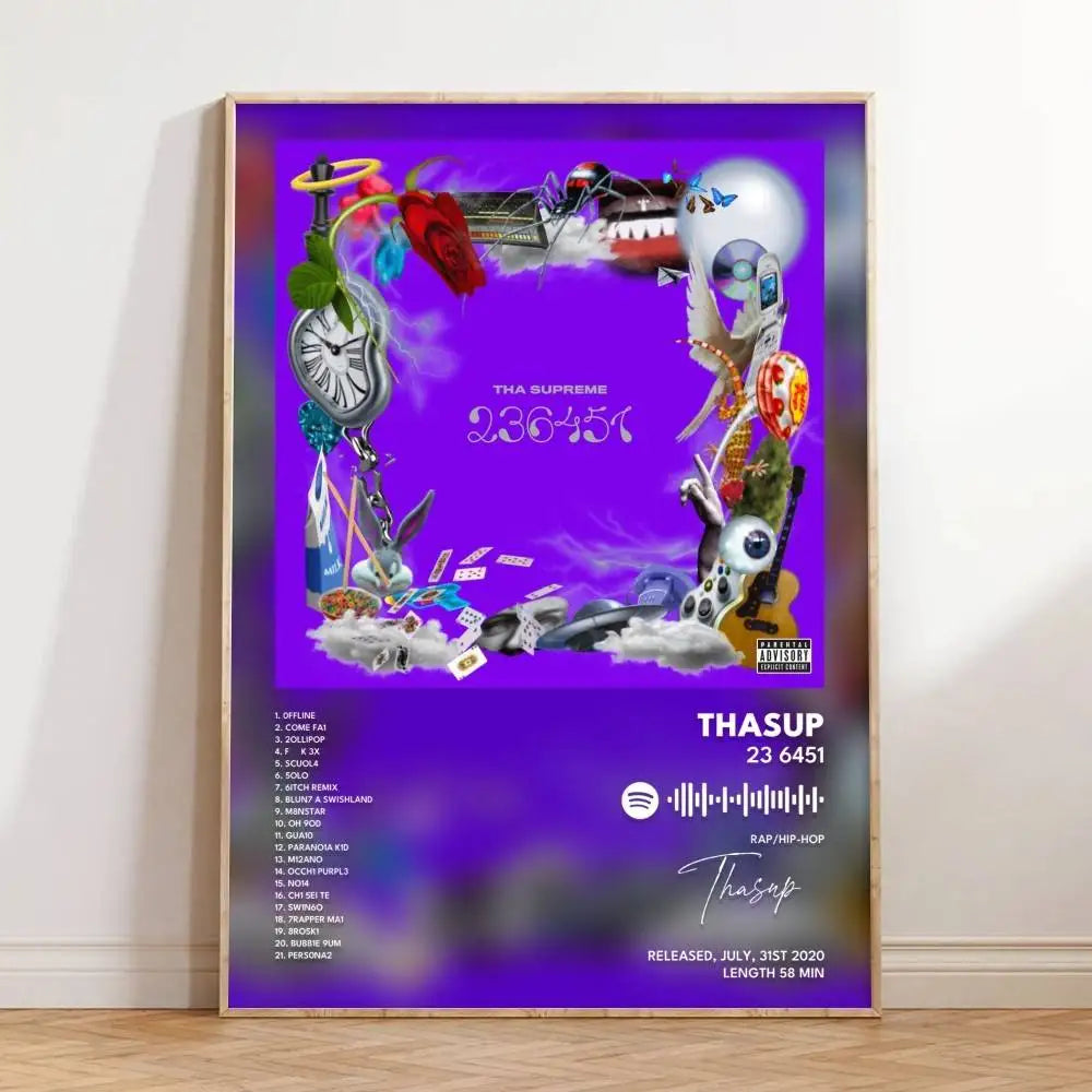 Thasup Self-Adhesive Art Poster Waterproof Wall Sticker Decor