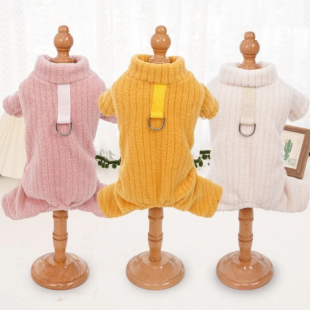 Flannel Plush 4-Leg Dog & Cat Hoodie – Warm Jumpsuit