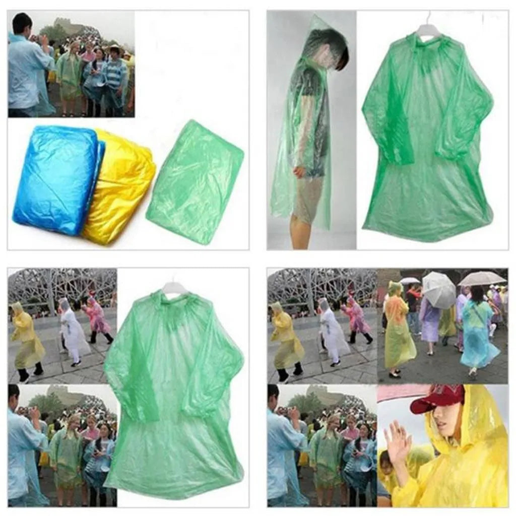Disposable Hooded Rain Poncho – Lightweight Emergency Raincoat