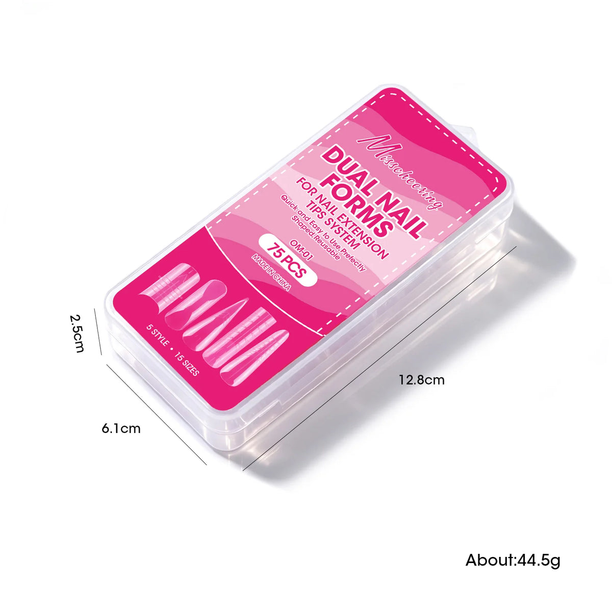 75Pcs Dual Nail Forms – 5 Shapes Poly Gel Extension Molds