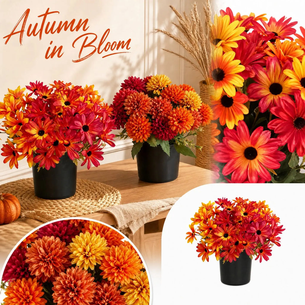 Artificial Potted Cosmos Flower Arrangement – Fall Home Decor