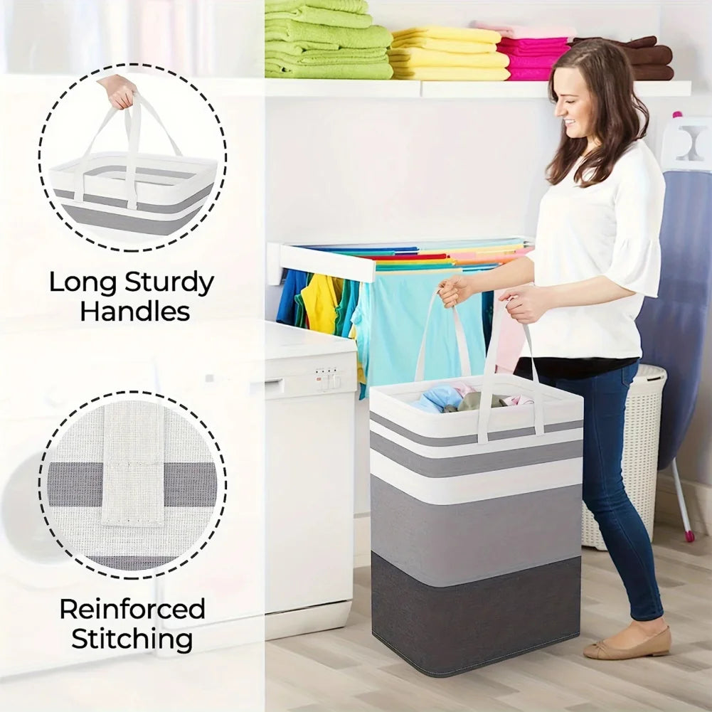 75L Collapsible Laundry Hamper Basket with Handles | 40×30×60cm