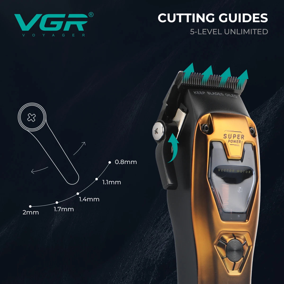 VGR V-668 Cordless Hair Clipper 11000 RPM | DLC Blades