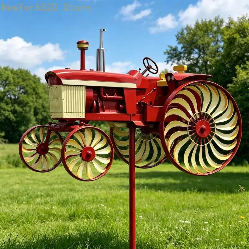 Red Tractor Wind Spinner Stake – Farmhouse Lawn & Yard Decor