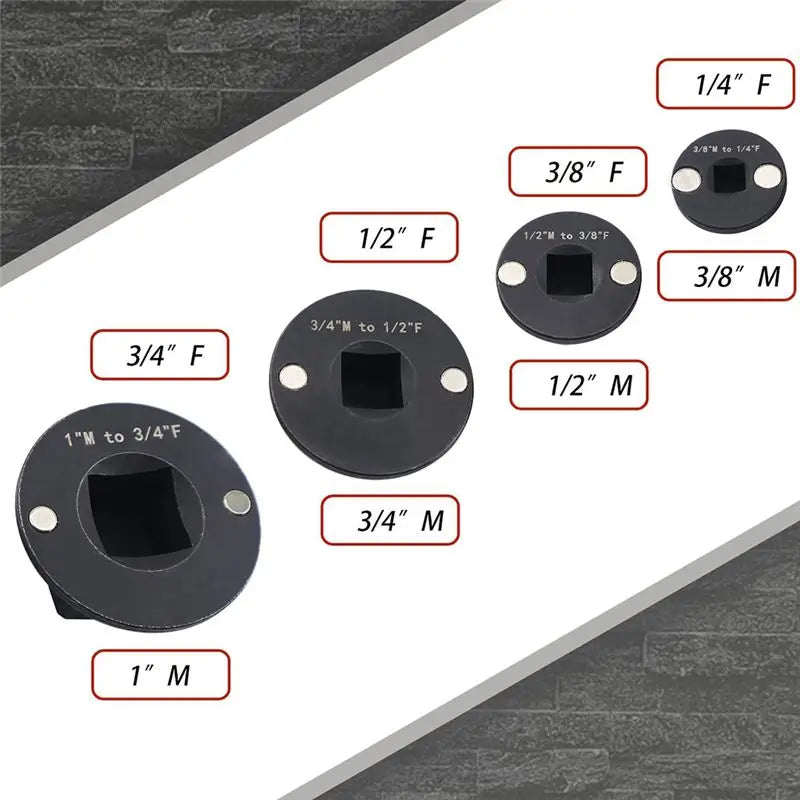 4-Pc Low Profile Impact Socket Adapter Set – All Drive Sizes
