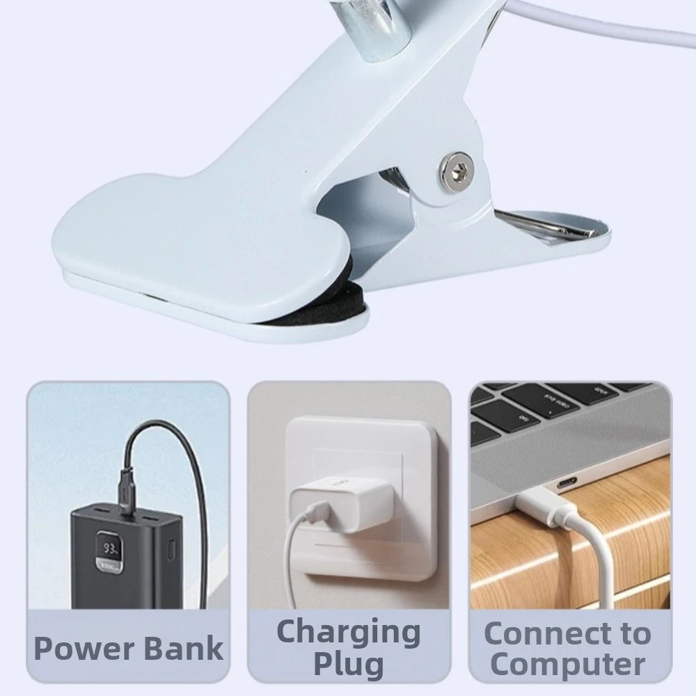 USB Clip-On LED Desk Lamp – Eye-Friendly Reading Light