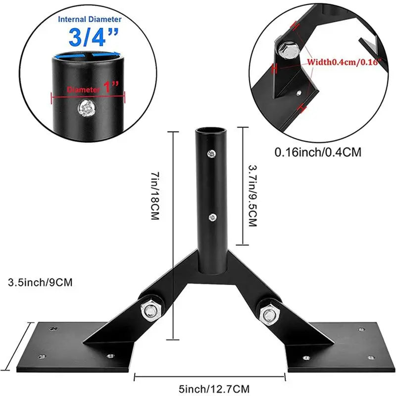 Adjustable Wind Vane Roof Mount Bracket with Hardware – Black