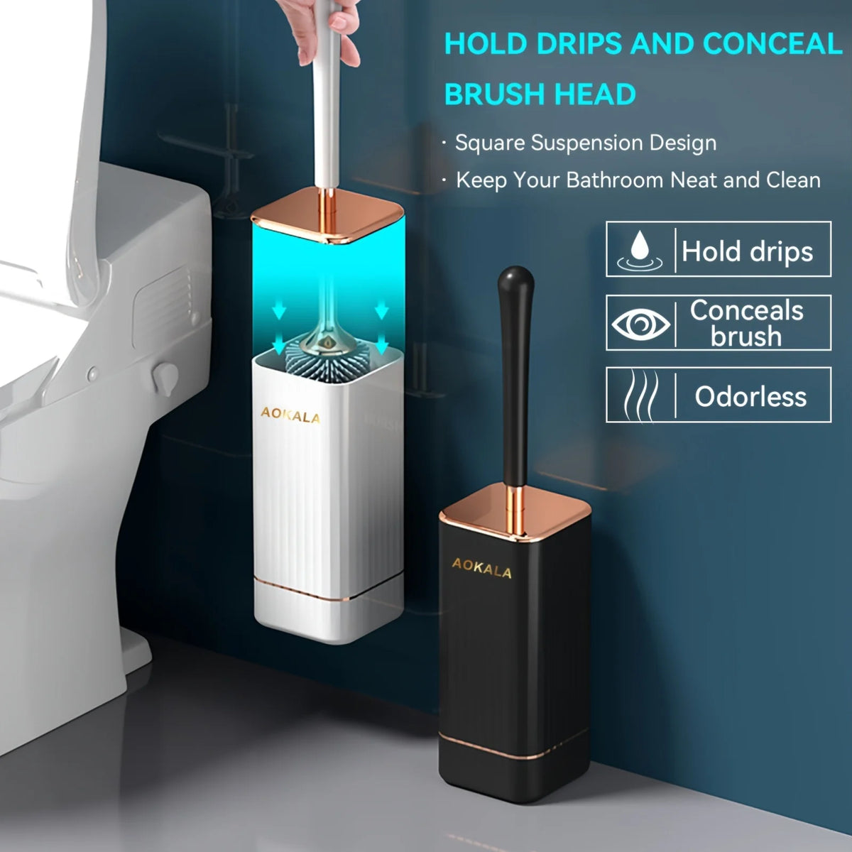 Toilet Brush Set with Holder – Soft Bristle Long Handle