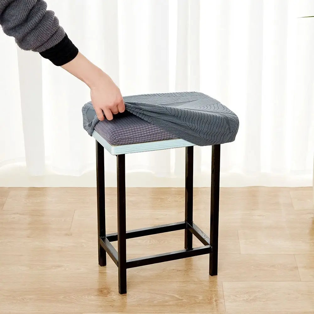 Jacquard Velvet Vanity Stool Cover | Stretchy Bench Seat Protector