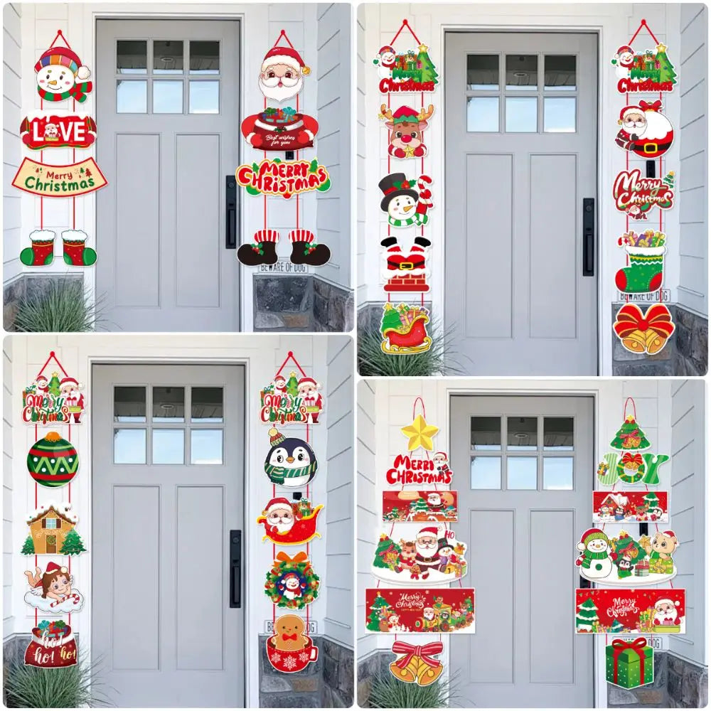 Merry Christmas Door Hanger – Santa Cartoon Xmas Decor