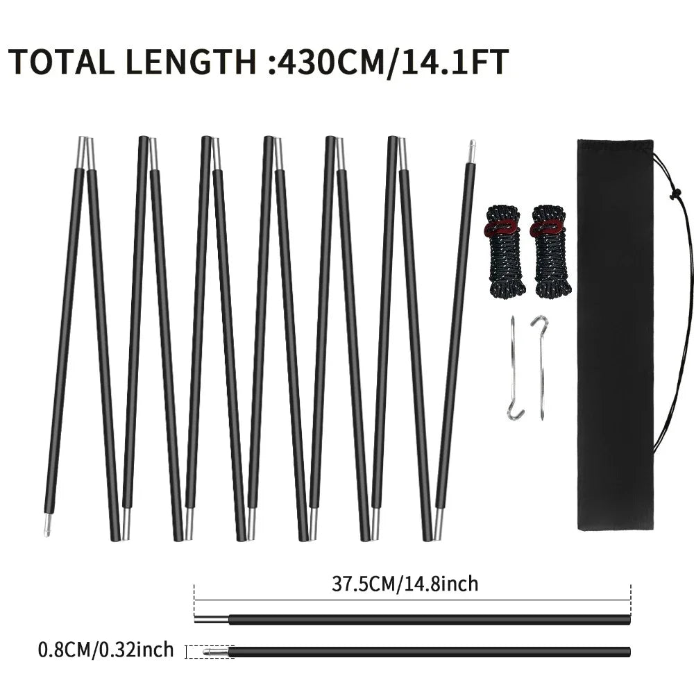 Aluminium Tent Poles Pre-Assembled Lightweight Repair Kit