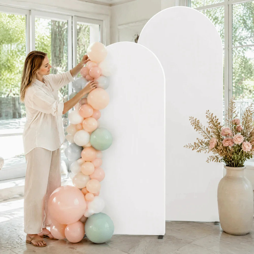 3-Pack White Wedding Arch Covers 4FT 5FT 6FT Stretch Fabric
