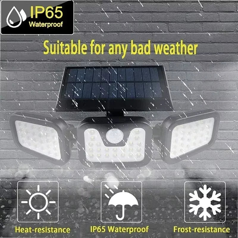 Solar 3-Head LED Outdoor Wall Light Motion Sensor IP65