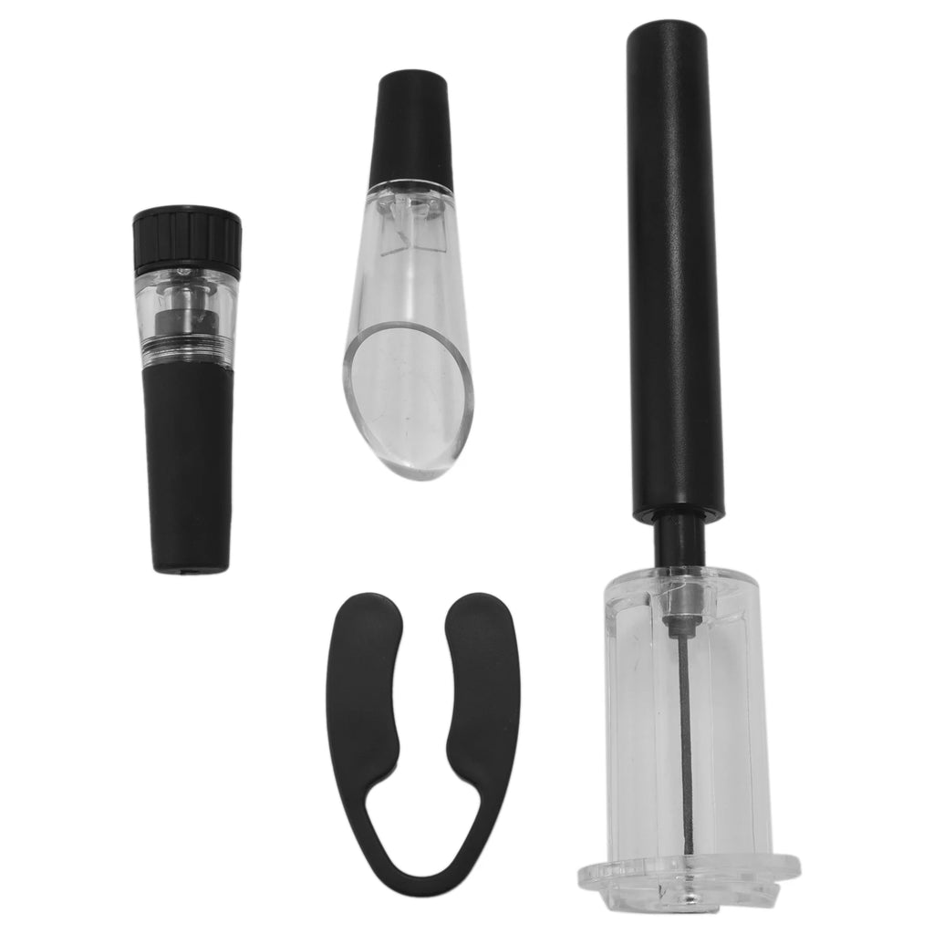 4-Piece Air Pressure Wine Opener Set – Vacuum Stopper & Pourer