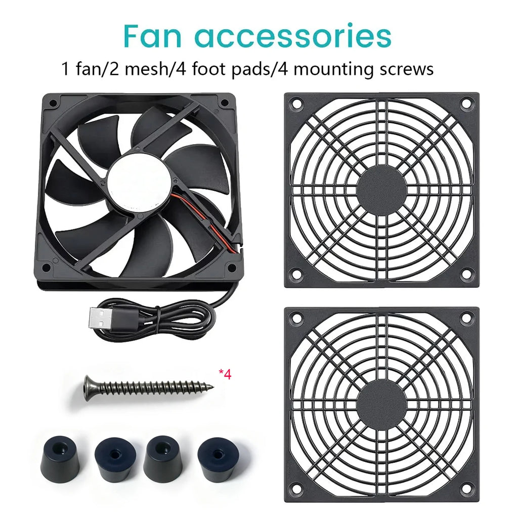 12cm USB Cooling Fan for Router, TV Box & Mini Desktop
