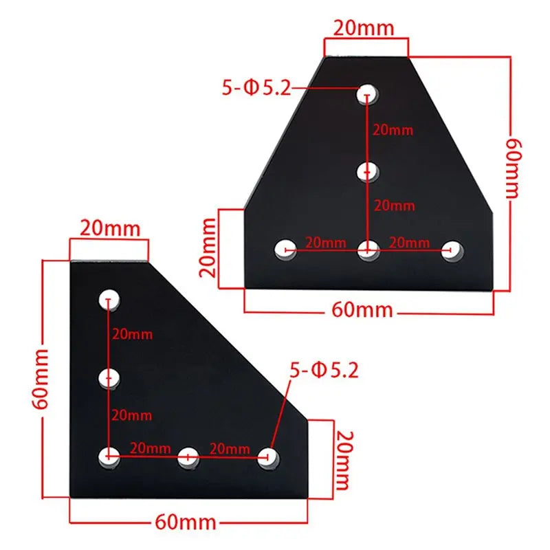 20Pcs 2020 L Shape Corner Bracket for Aluminum Extrusion Profile