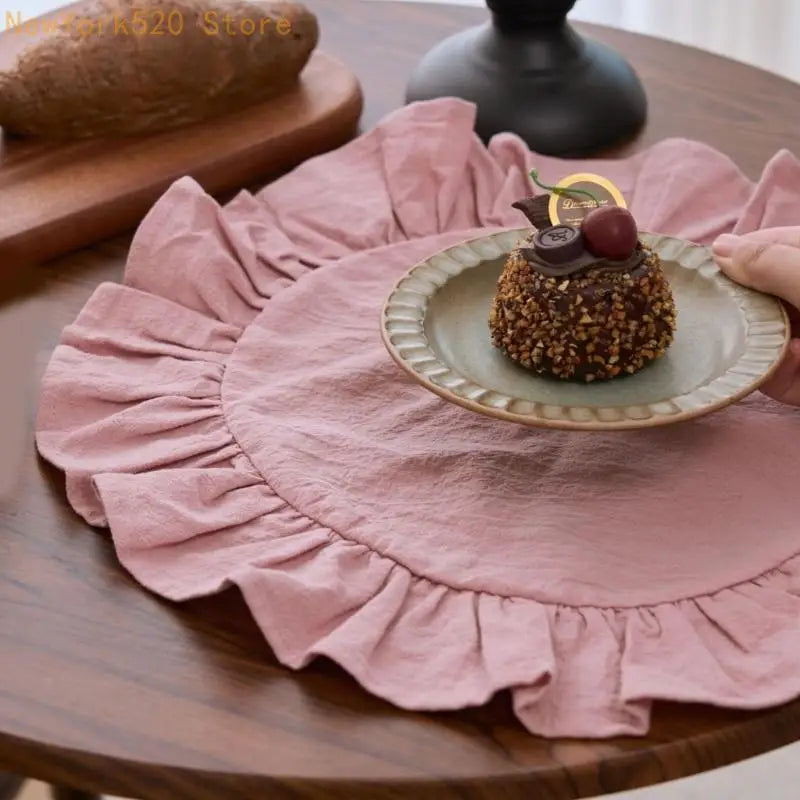 Ruffled Round Table Placemats Scalloped Edge – 2/4 Pack