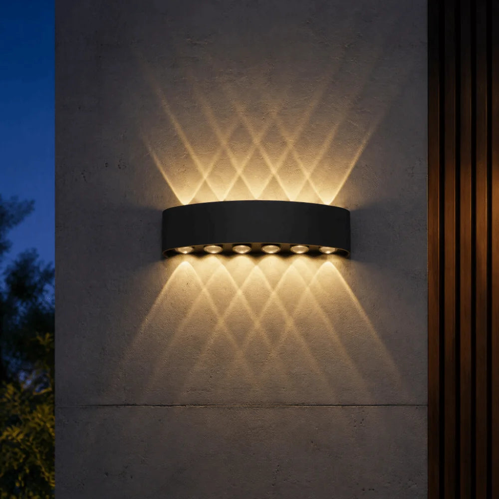 12W IP65 Waterproof LED Wall Sconce Warm White Dual-Direction