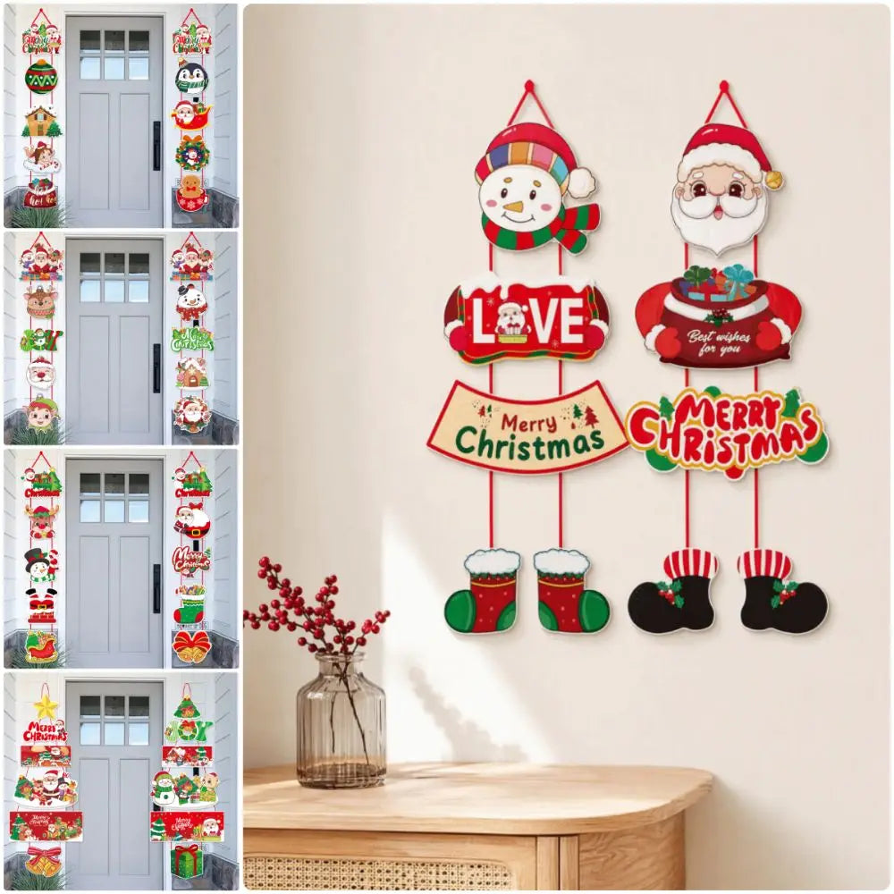 Merry Christmas Door Hanger – Santa Cartoon Xmas Decor