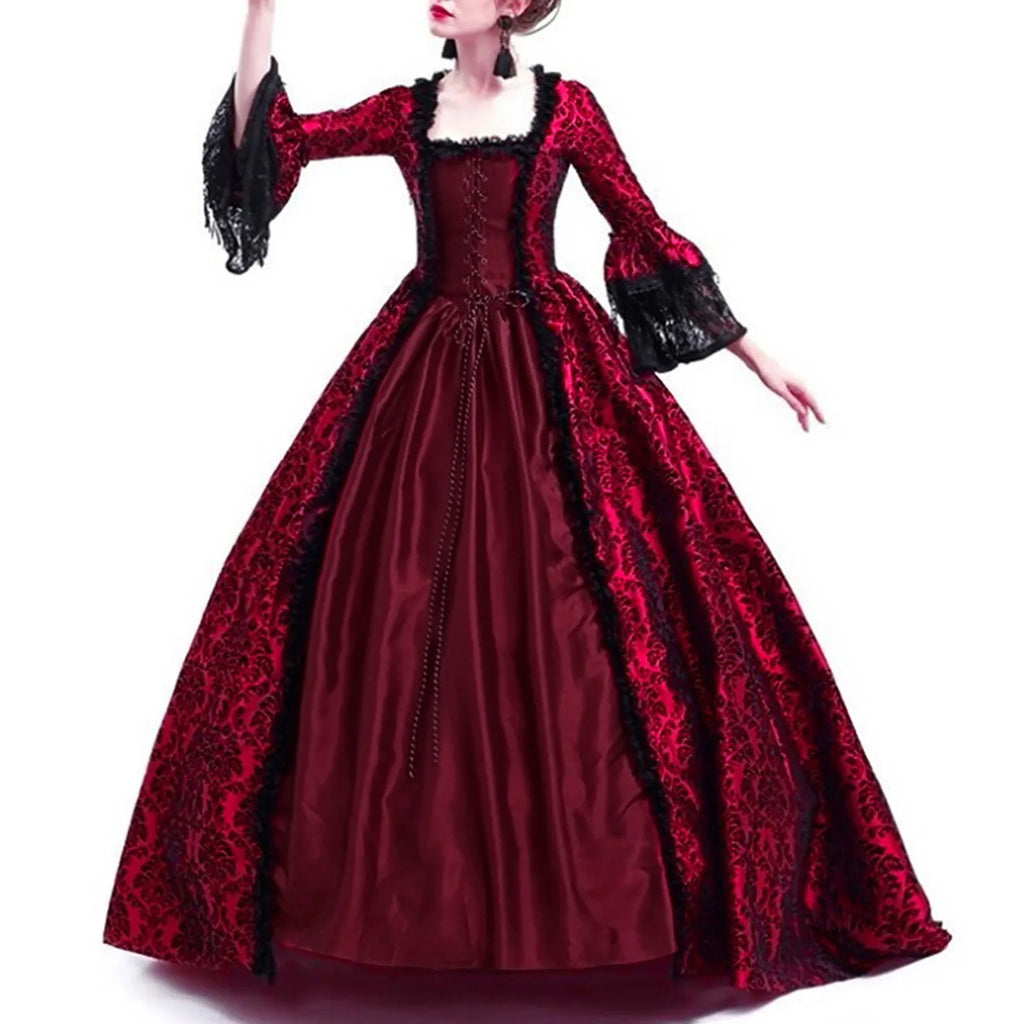 Women's Medieval Gothic Halloween Costume Hooded Long Gown