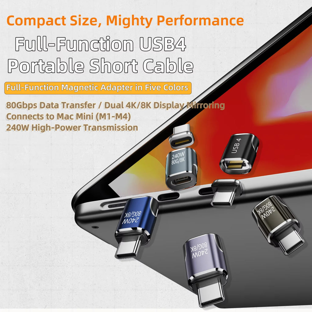 240W Magnetic USB-C Adapter – USB4 80Gbps 8K Fast Charge