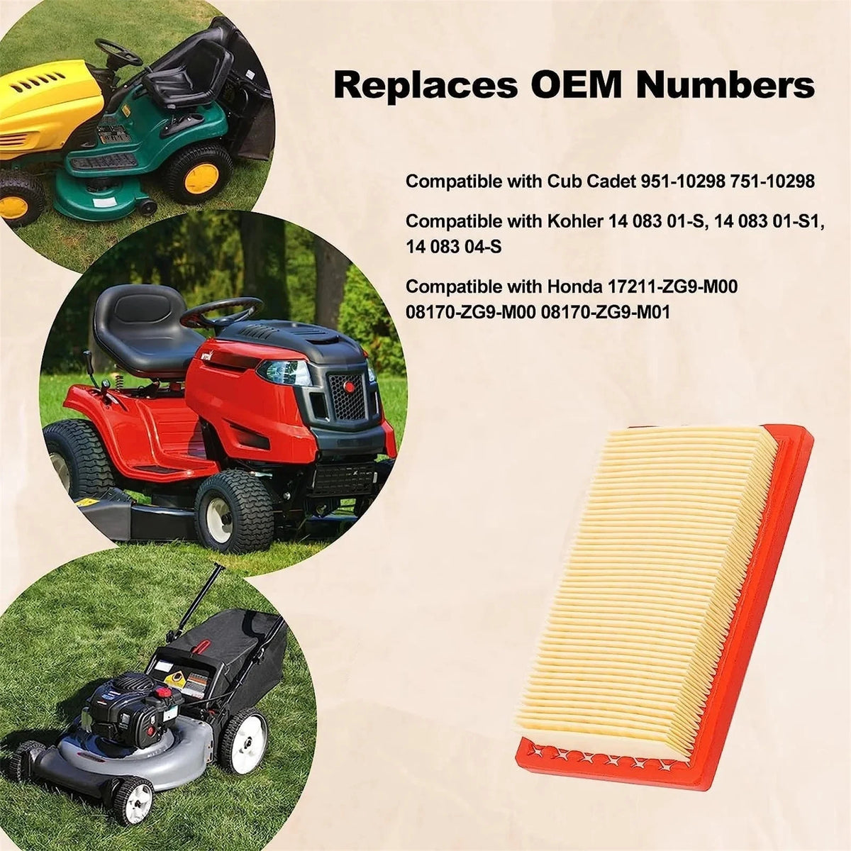 Lawn Mower Air Filter for Kohler XT149 XT173 XT-6 XT-7