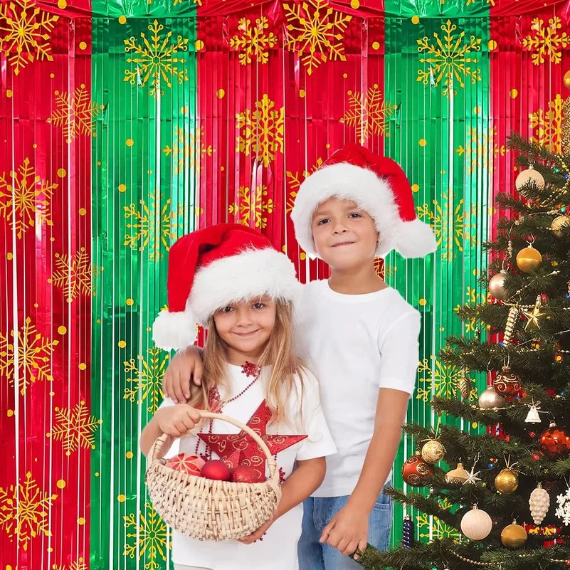 Christmas Snowflake Foil Fringe Curtain Party Backdrop Decor