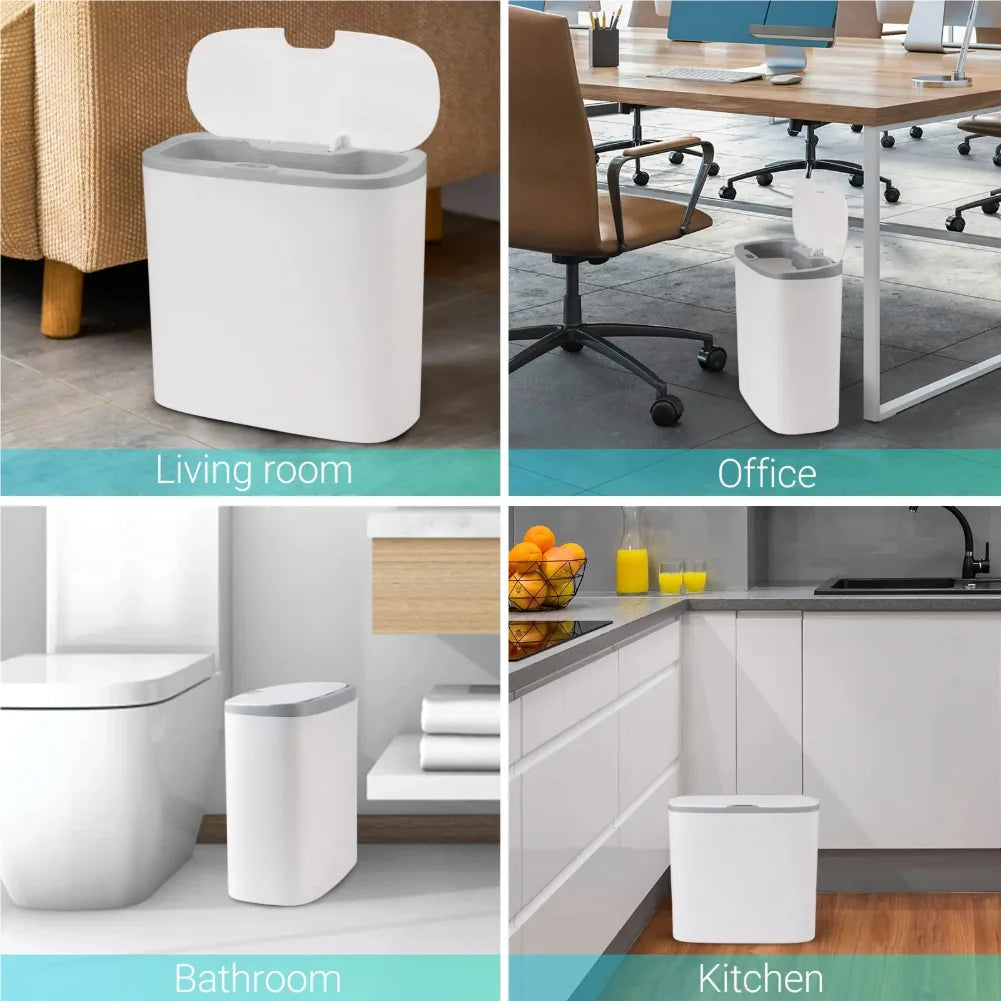 Touchless Motion Sensor Trash Can – Slim Waterproof Bin