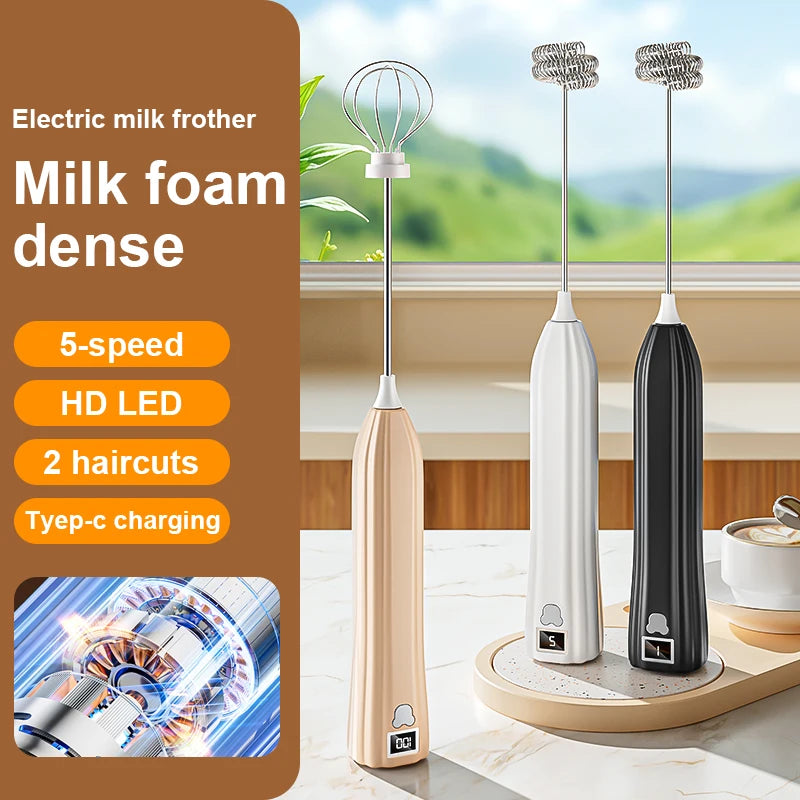 Electric Handheld Egg Beater USB Rechargeable Mini Milk Frother
