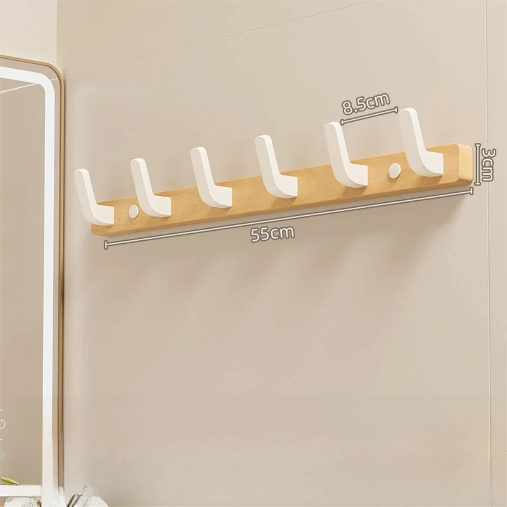 Wall Mounted Walnut Wood Clothes Hook – No Drill Entryway Organizer